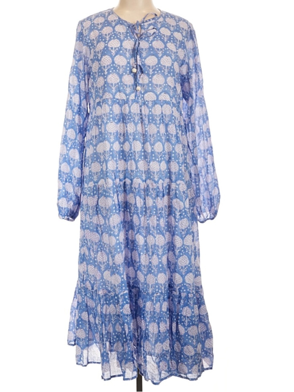 Oliphant Cotton Balloon Sleeve Maxi Dress Size Large